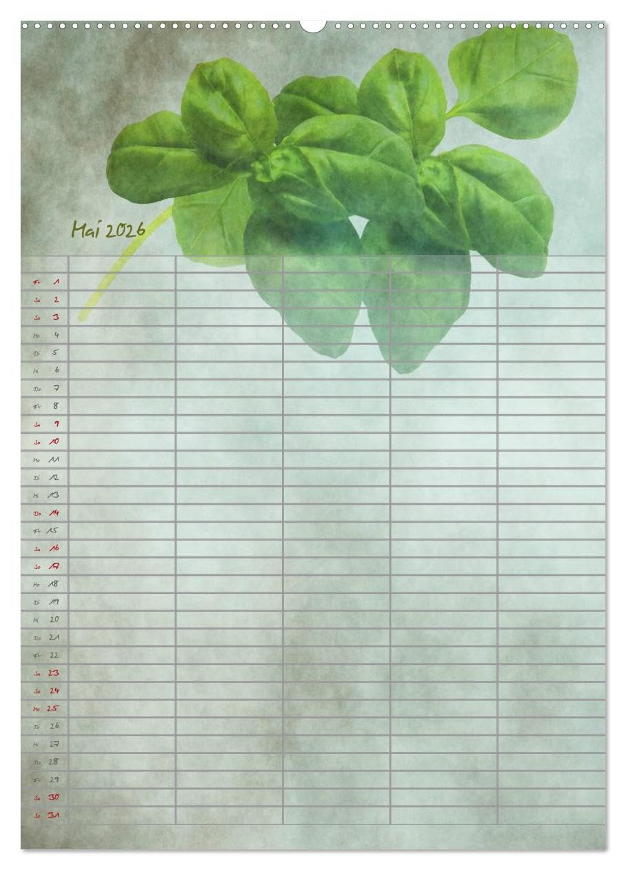 Familienplaner für die Küche. (hochwertiger Premium Wandkalender 2026 DIN A2 hoch), Kunstdruck in Hochglanz