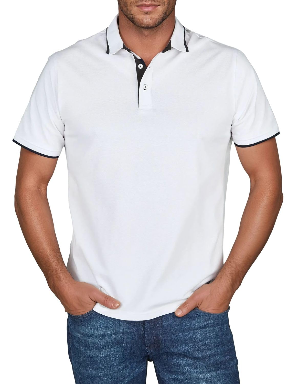 riverso Poloshirt Herren Kurzarm 3er Pack RIVLeano Regular Fit Shirt | Sommer Basic Baumwolle Einfarbig Weiß Schwarz Blau Grün Grau Beige S M L XL XXL 3XL 4XL 5XL