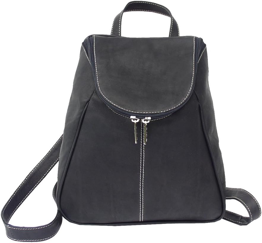 Piel Leather U-Zip Backpack, Saddle, One Size