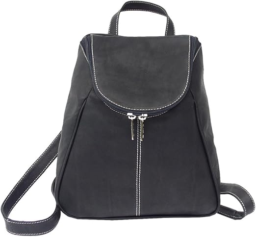 black leather zip backpack