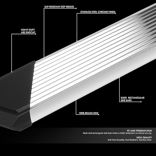 Miniatura 2 de DNA MOTORING STEPB-ZTL-8060 - Estribo de barra Nerf de acero inoxidable de 6 pulgadas compatible con Ford F-250 F-350 Super Duty (SuperCrew) Crew