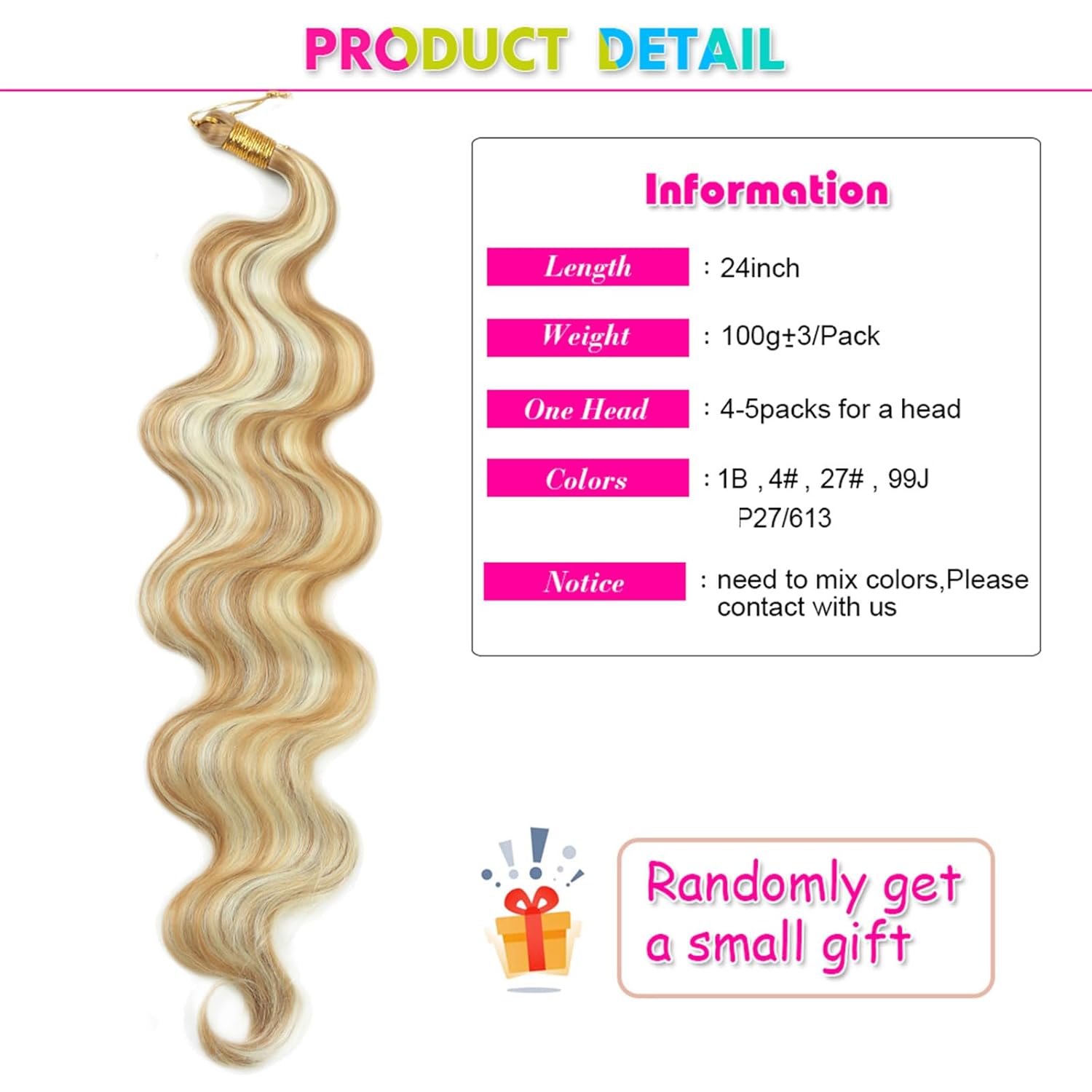 24 Inch Body Wave Braiding Hair 3 Pack Pre-Feathered Braiding Hair Black Boho Box Braids for Goddess Box Braids Hair Crochet Hair Synthetic Hair Extension (SP27-613, 24inch (3pcs))