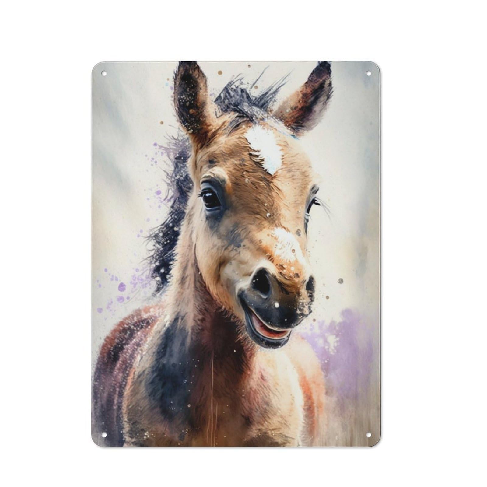 Junmoney Horse Watersketch Rustic Metal Wall Sign 40X30cm For Hobby Room Or Studio, For Vintage Wall Decor Fans, For Themed Room Decoration