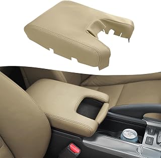 Center Console Armrest Cover Replacement for Acura TL 2009 2010 2011 2012 2013 2014, Middle Console Arm Rest Lid Upholstery, PU Leather, Anti-Scratch, Parchement (Leather Part Only)