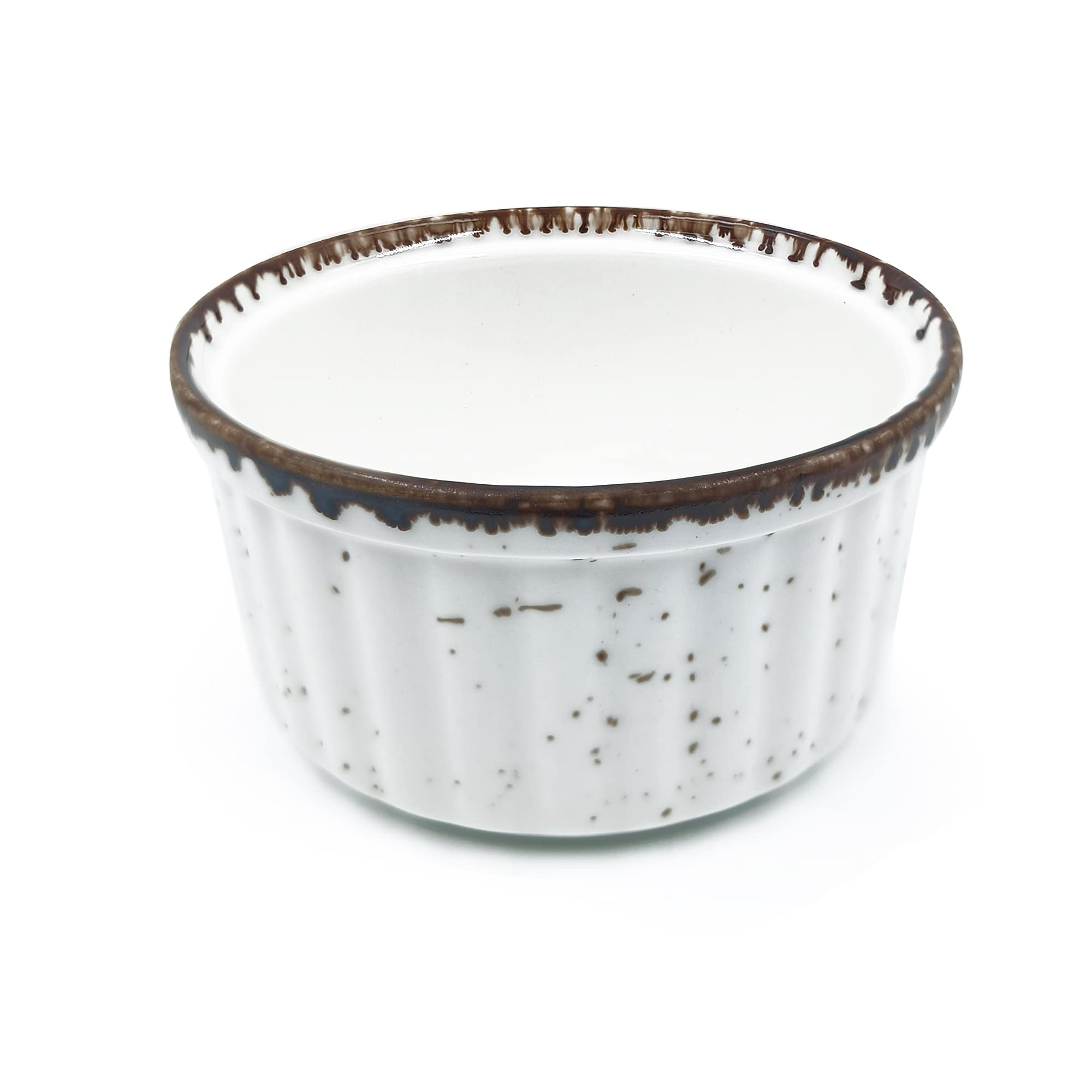 TurkCeramics by OMKAR INTERNATIONAL 10 cm Ivory/Brown Porcelain Ramekin/Soufflé Bowl - Food Safe, Microwave Safe, and Dishwasher Safe, Soft Porcelain with Elegant Colors, Made in Turkey 4