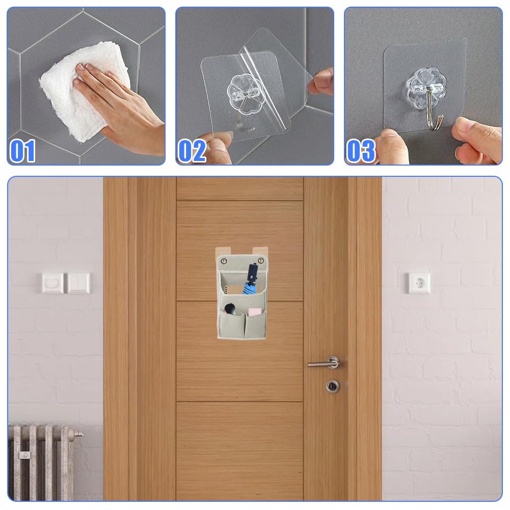 2 Organizer Da Appendere Alla Porta In Tela Con Ganci: Salva Spazio Per Bagno, Cucina, Dormitorio - Pieghevoli E Impermeabili - 3