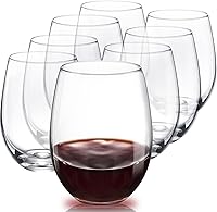 SSALIENT Set of 8 Stemless Wine Glasses - Hand Blown Crystal Clear 18.5oz Red Wine Tumblers, Stable Base, Dishwasher Safe