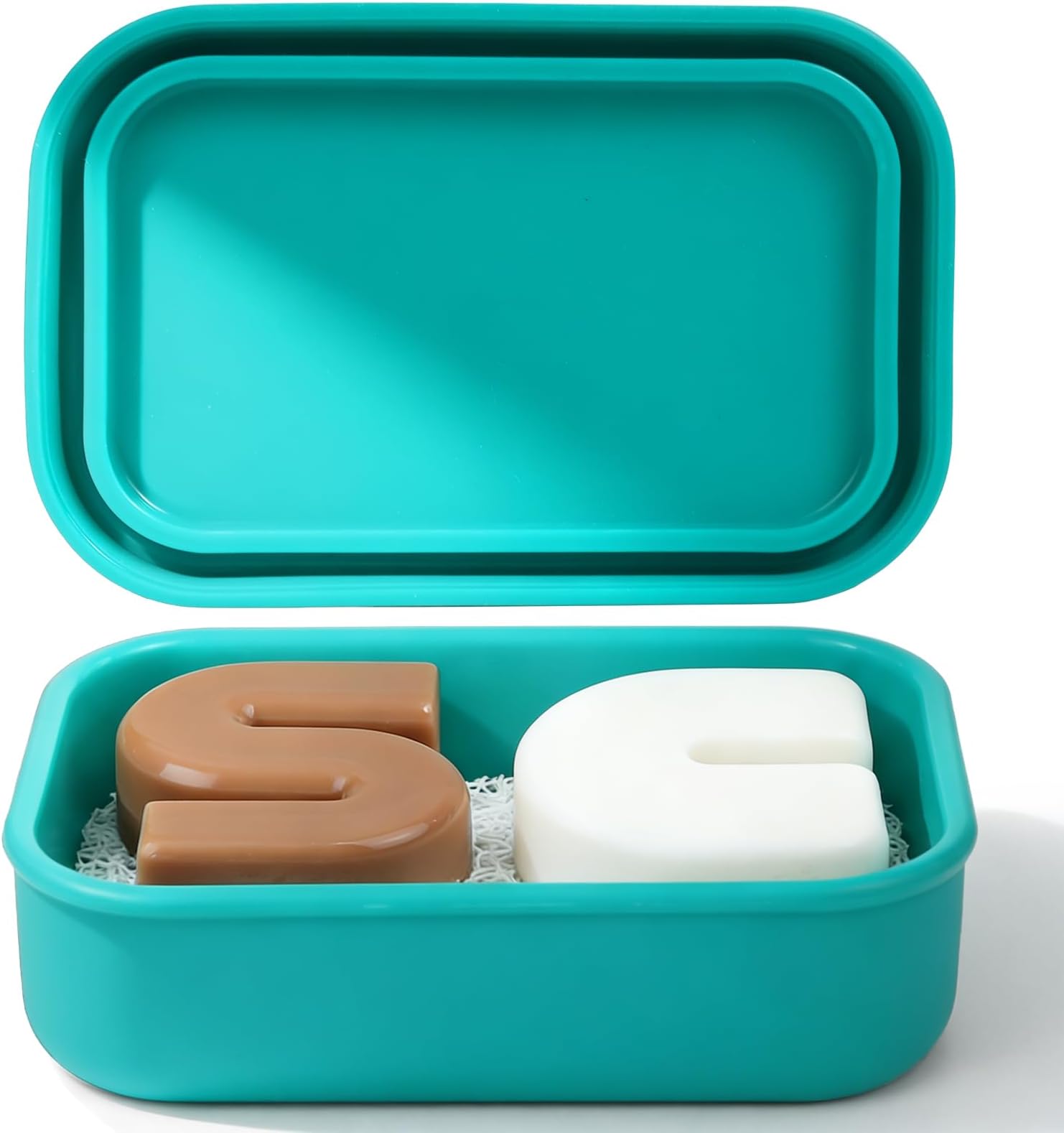 AIMAIAIMAI Enhanced Leak Proof Travel Soap Case with Draining Pad, Silicone Shampoo Bar Travel Case for 2 Bars & Sets, Large Bar Soap Container, 1 Pack, Green