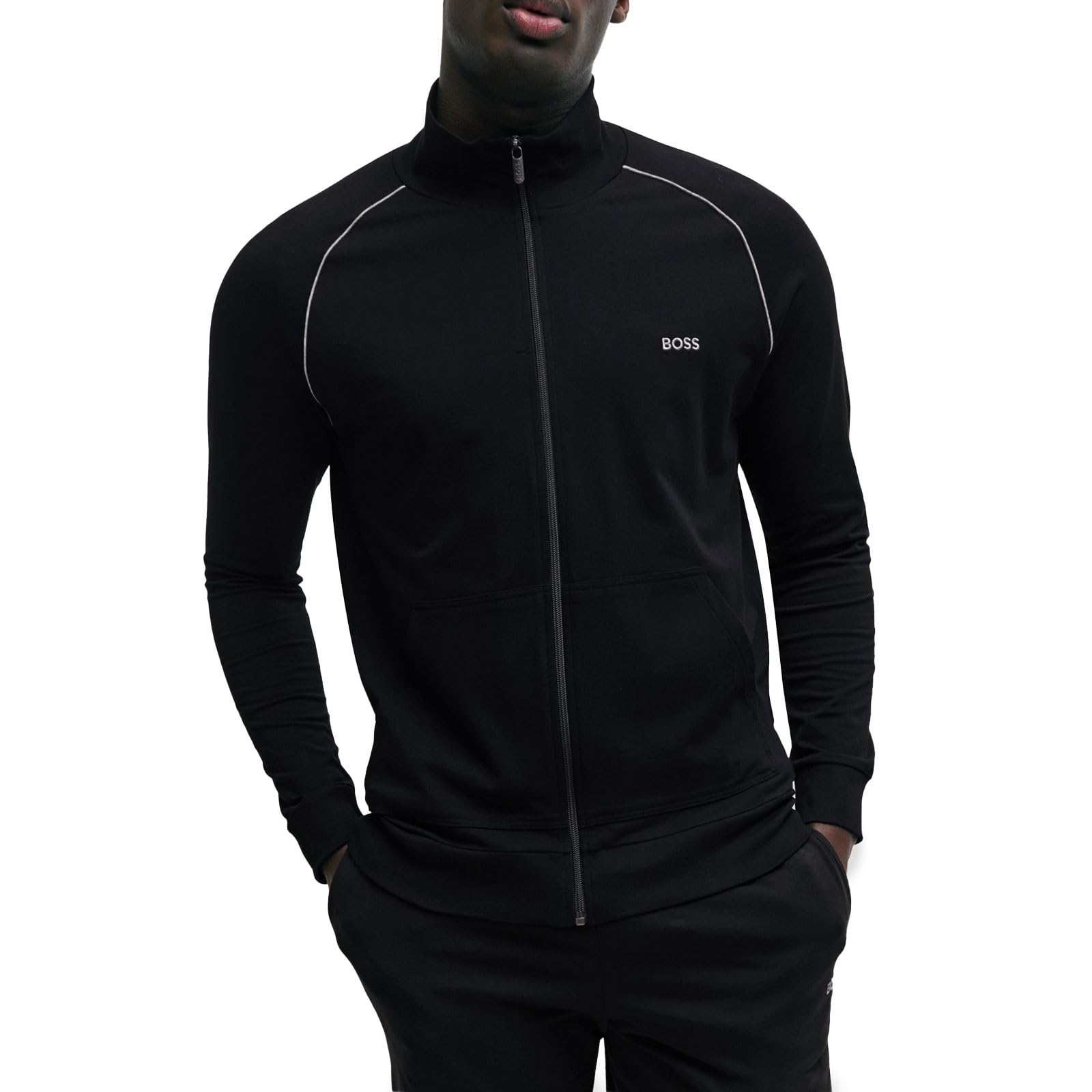 BOSS Herren Mix&Match Jacket Z Jacke aus Stretch-Baumwolle mit Reißverschluss und Kontrast-Paspeln