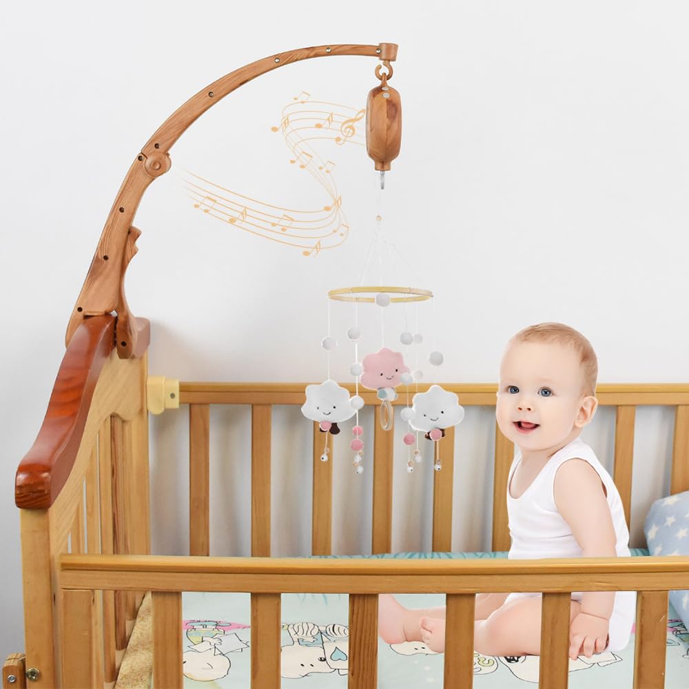 Baby Mobile pozytywka, imitacja drewna, dzwonek do łóżeczka dziecięcego, mobilny silnik, dzwonek do łóżeczka dziecięcego, dekoracja do łóżeczka dziecięcego, elektryczna pozytywka z 35 słodką