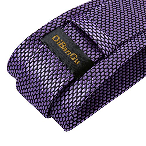 Image of DiBanGu Plaid Ties for Men Silk Checkered Necktie and Pocket Square Cufflinks Tie Clip Set with Gift Box for Wedding Business