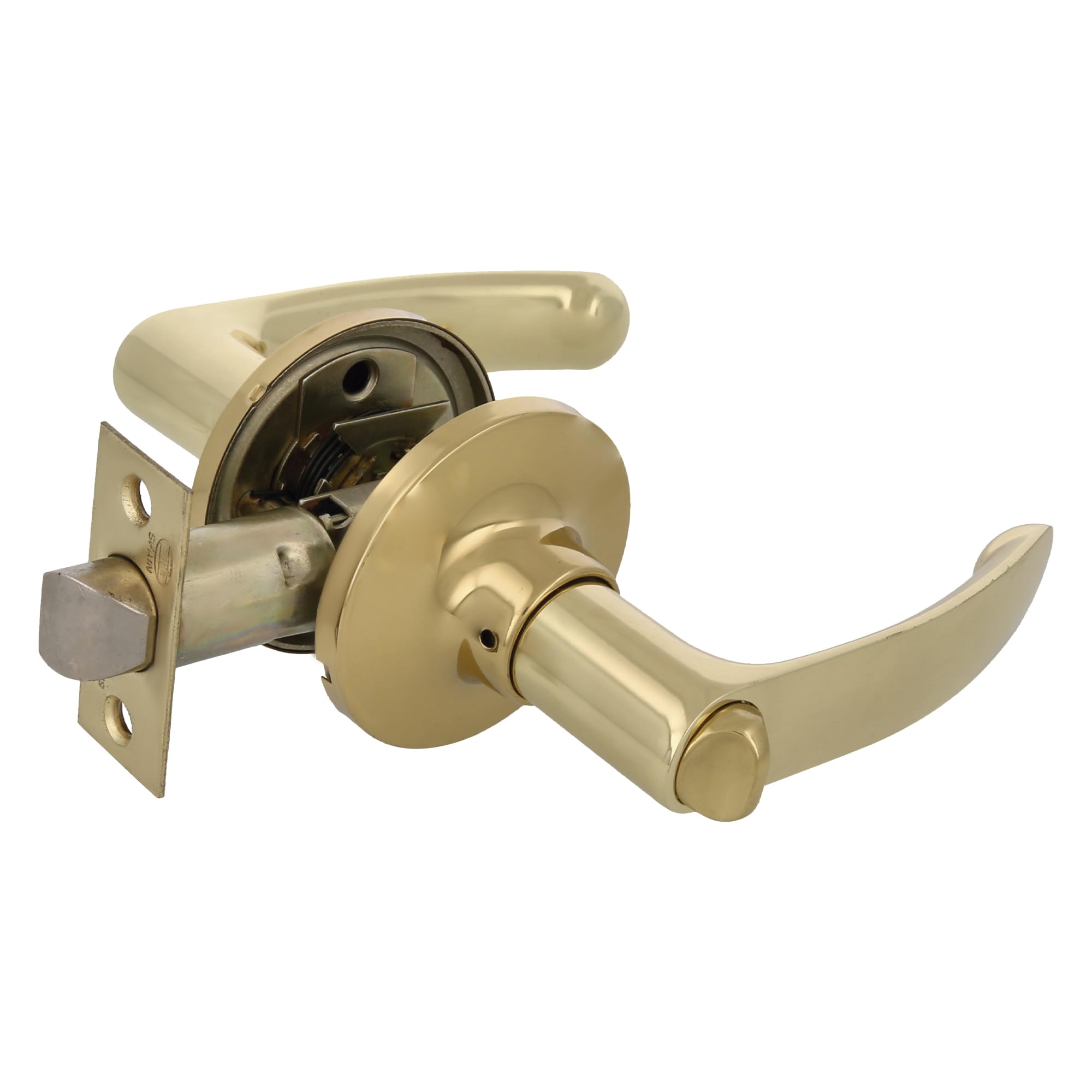 Amig - Juego de manillas - Manillas con picaporte cuadrado - Para puertas de paso - Zamak - Picaporte de entrada 60/70 mm incluido - Para puertas de madera de anchura de 35 a 45 mm - Dorado