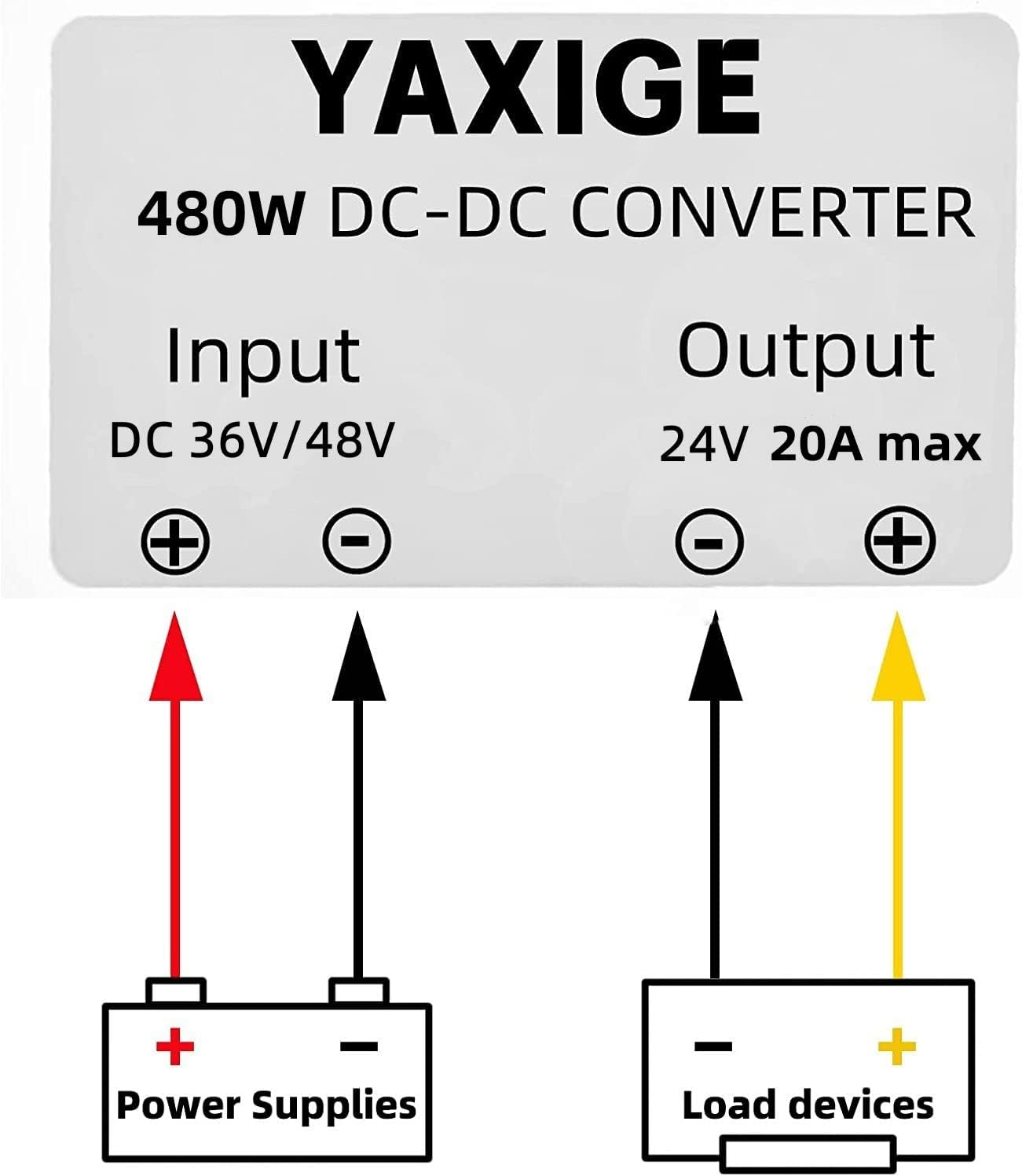 DC-DC 36V 48V Buck to 24V 20A 480W Voltage Regulator Buck Converter Golf Cart Speed Reducer Power Converter Waterproof Module Transformer Automotive Truck Vehicle Marine Transformer
