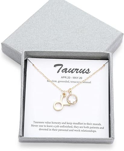Miniatura 7 de TGOLM 14k Gold Plated Zodiac Birthstone Pendant Necklace, Horoscope Sign Charm Necklace for Women Girls' Birthday Gift