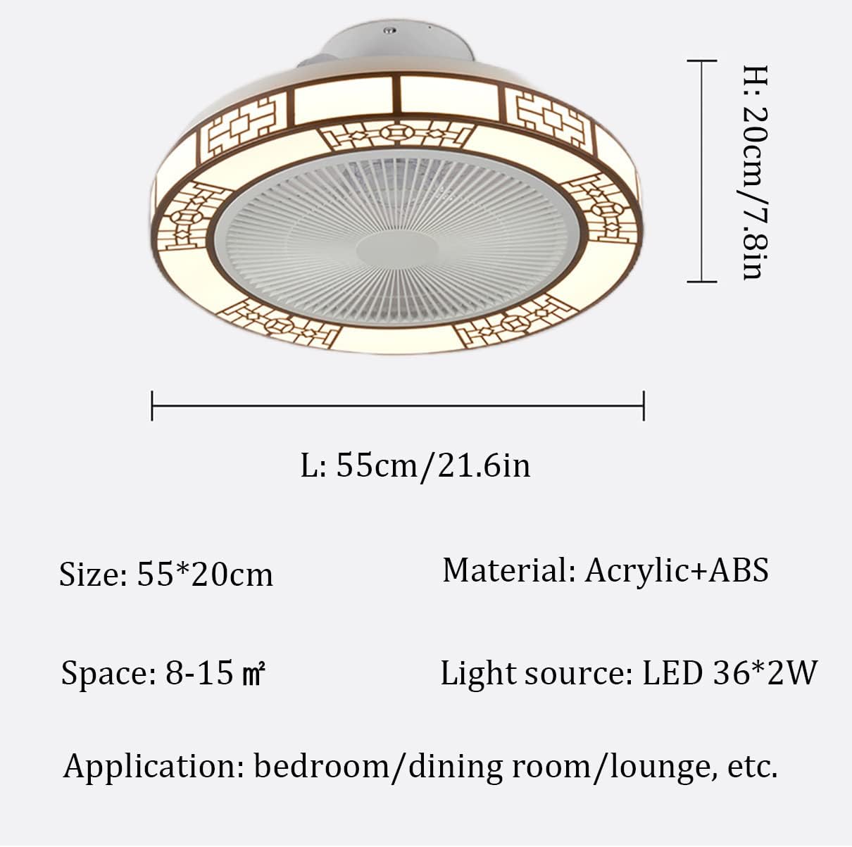 YUEGOO Ceiling Fans with Lamps,Ceiling Fan with Light 3 Colors Dimmable Silent Remote Control Bedroom Fan Ceiling Lights with Timer Modern Indoor Dining Room Lounge Fan with Ceiling Light/a