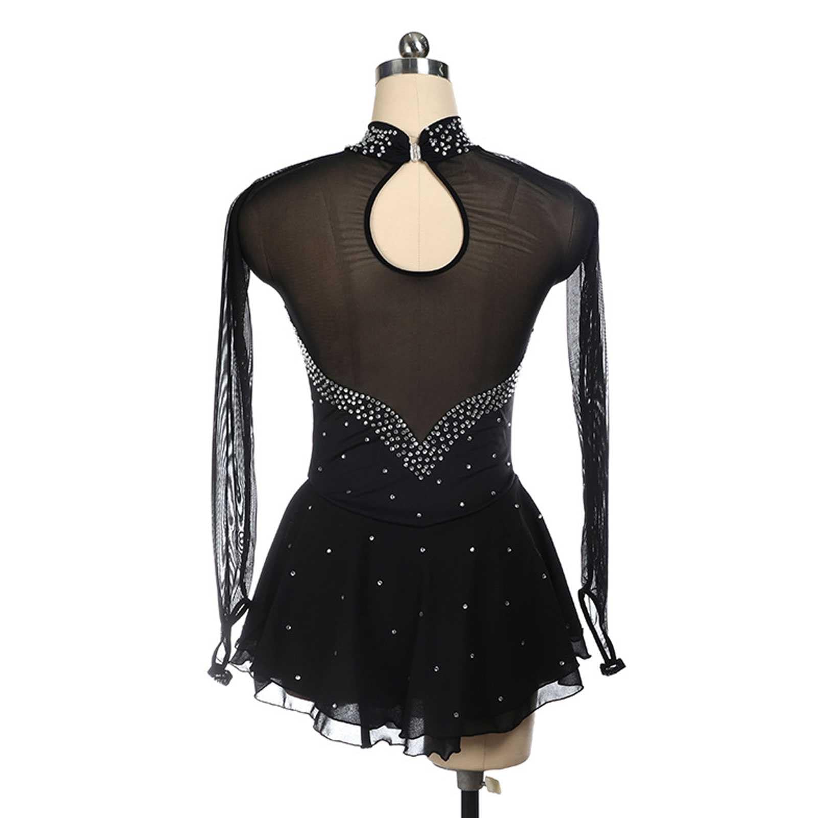 Robe de Patinage Artistique, Fille Femme Strass Justaucorps de Danse Gymnastique à Manche Longue, Robe Compétition De Patinage sur Glace