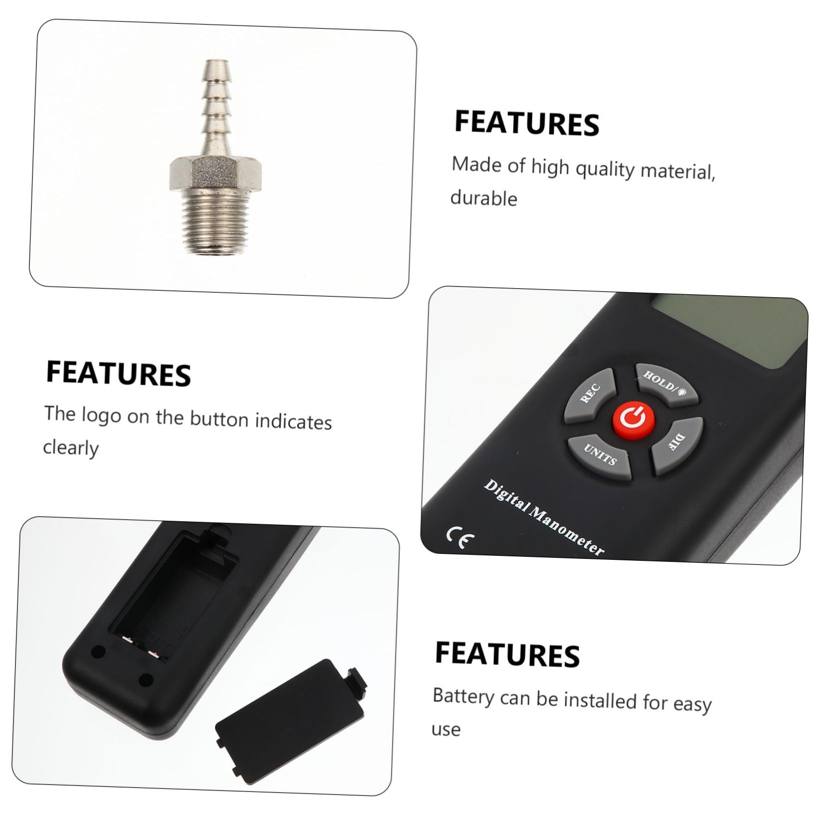OUNONA Handheld Digital Differential Pressure Gauge Air Pressure Tester with Dual Input High Accuracy Manometer Gas Gauge Reader for Selectable Units Compact Design