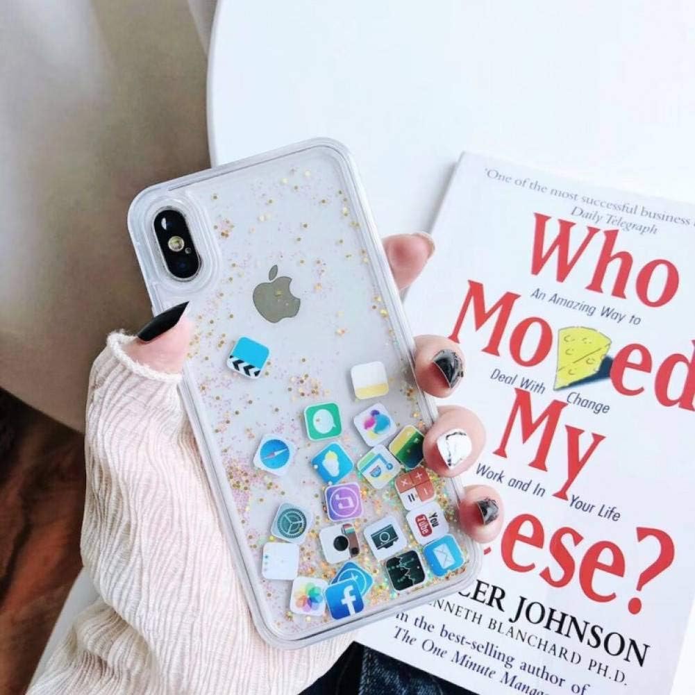 Liquid Quicksand Sequins Phone Case For iphone X XR XS MAX Case Emoji Apps Glitter Cover For iphone 6S 6 7 8 Plus Cases