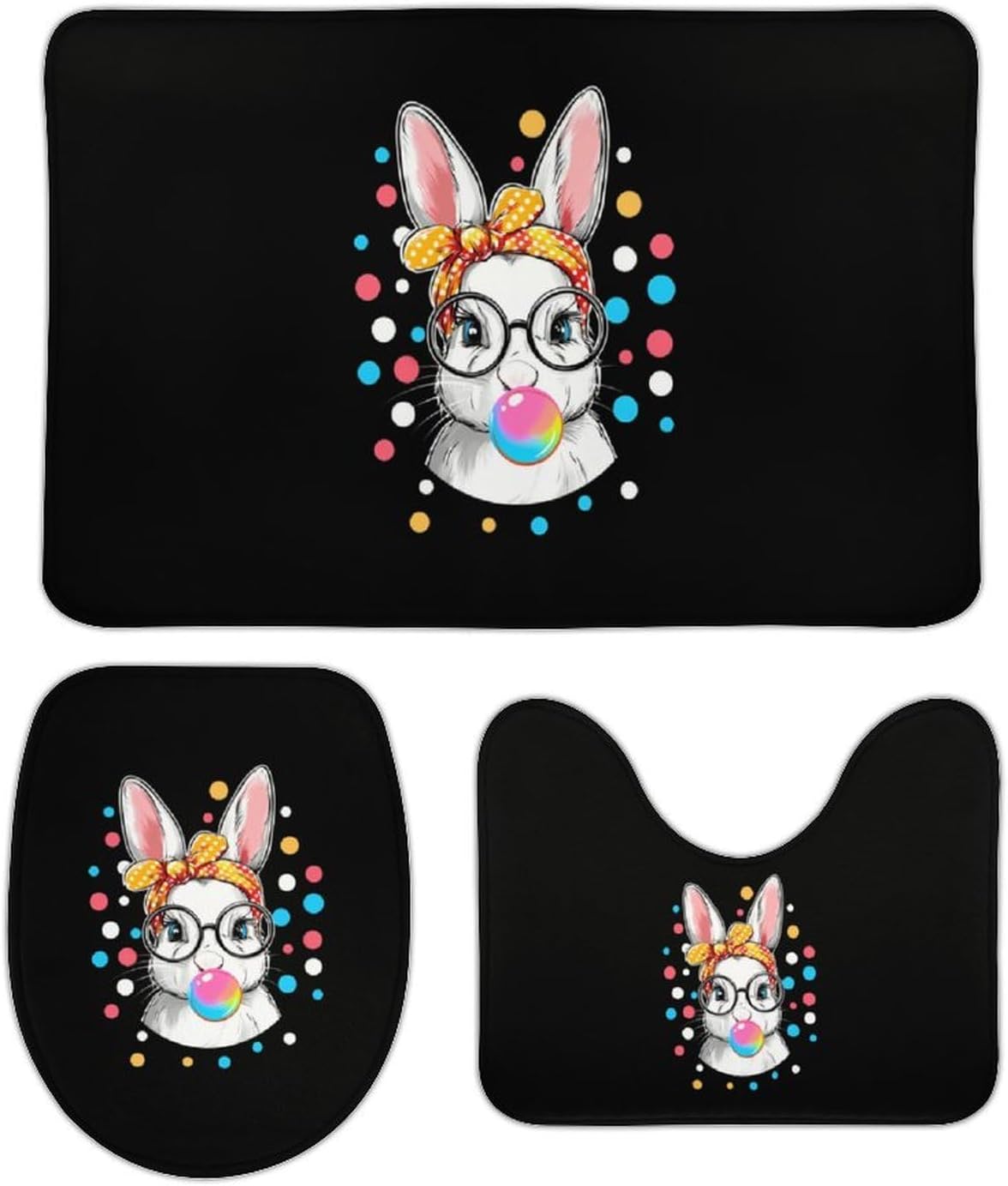 Easter Bunny Blowing Bubble Gum Rabbit Boys Girls Short Sleeve Shirts Graphic T-Shirts Crewneck Casual Printed Tee