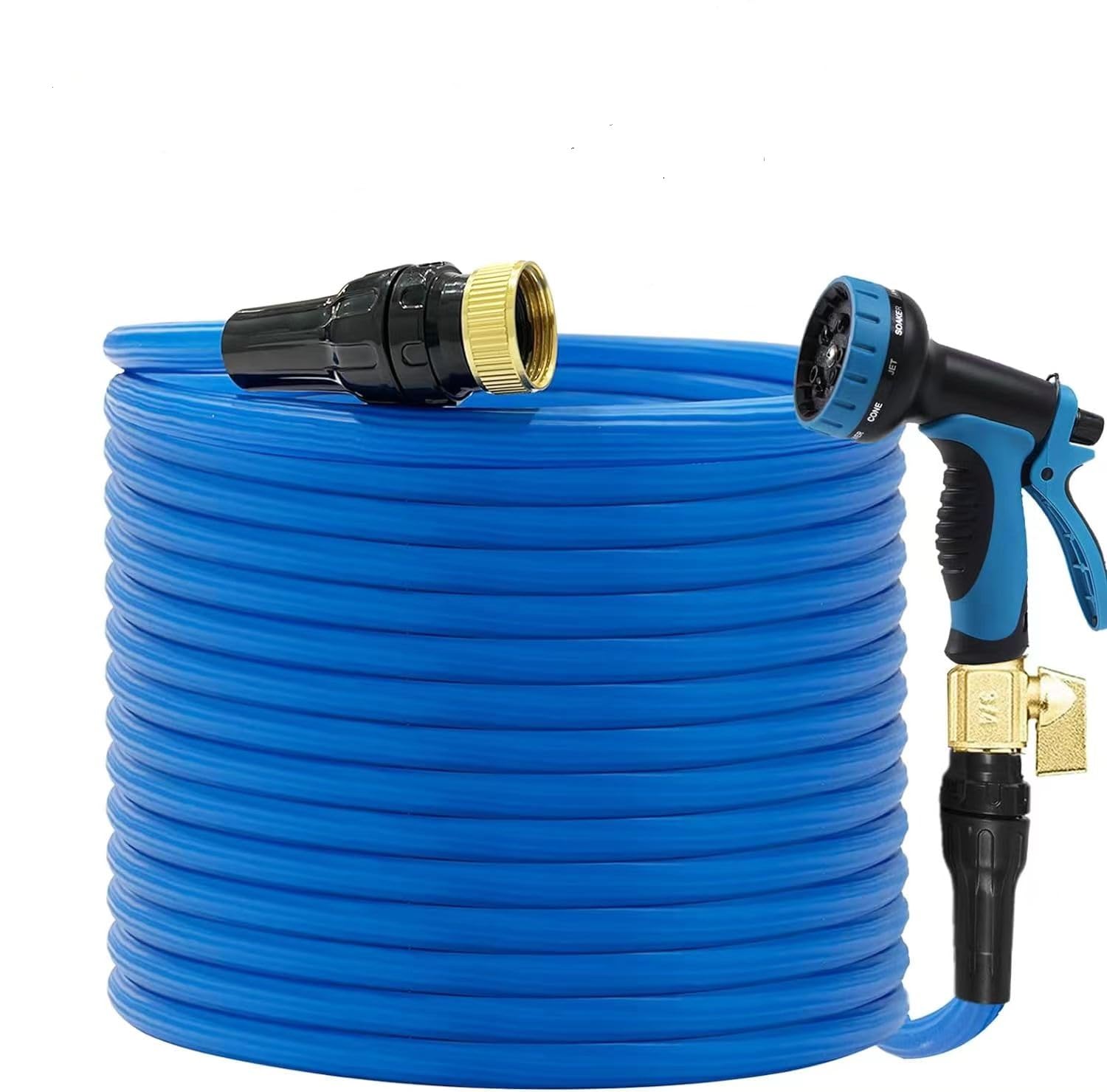 150 ft Expandable Garden Hose - Durable Innovative Nano Rubberr Latex Core, Solid Brass Connectors Expanding Water hose - 10 Spray Nozzles & Convenient Storage Bag Included, blackblue