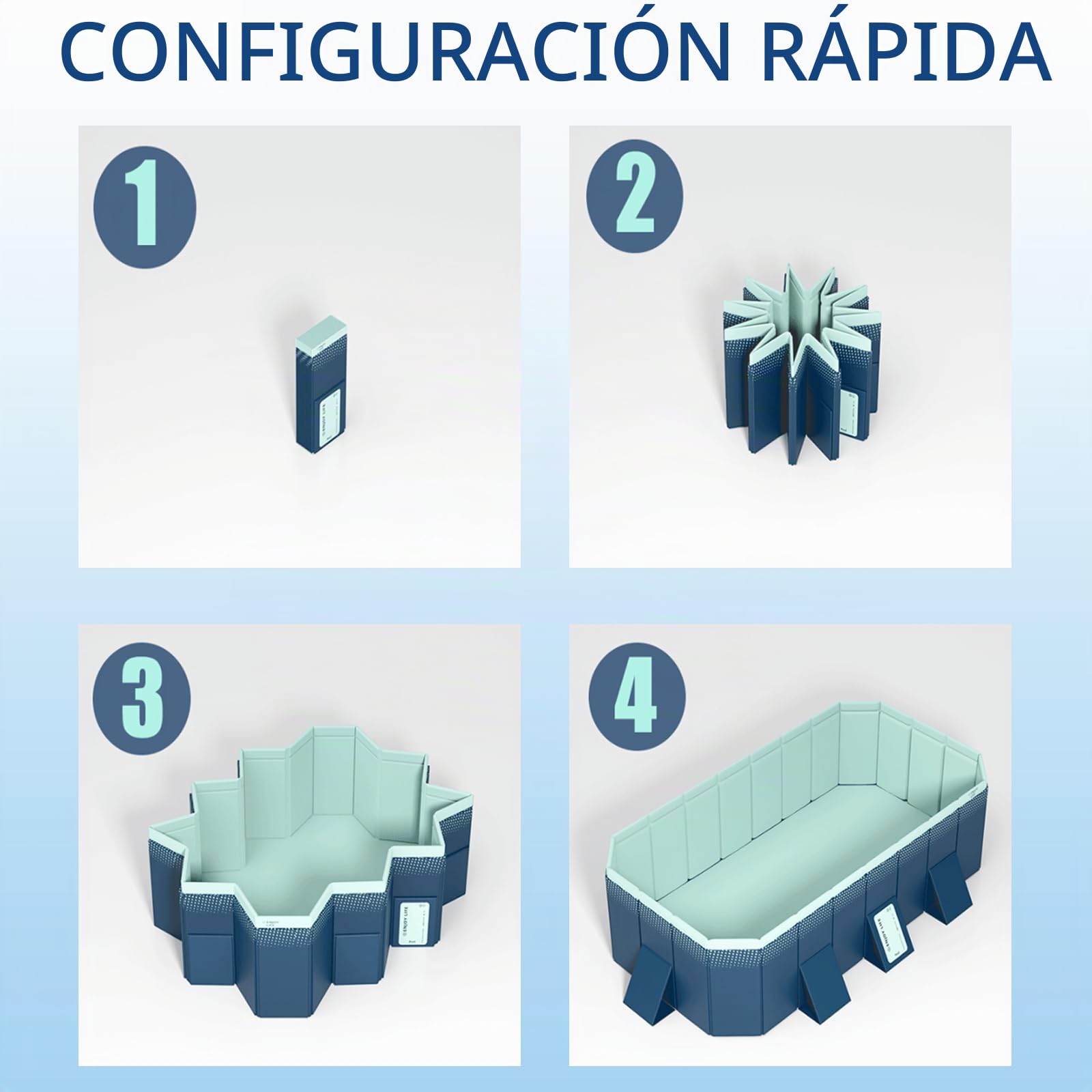 Piscina grande plegable para adultos, piscina exterior de plástico duro para patio trasero, resistente y no inflable, perfecta para la diversión del verano