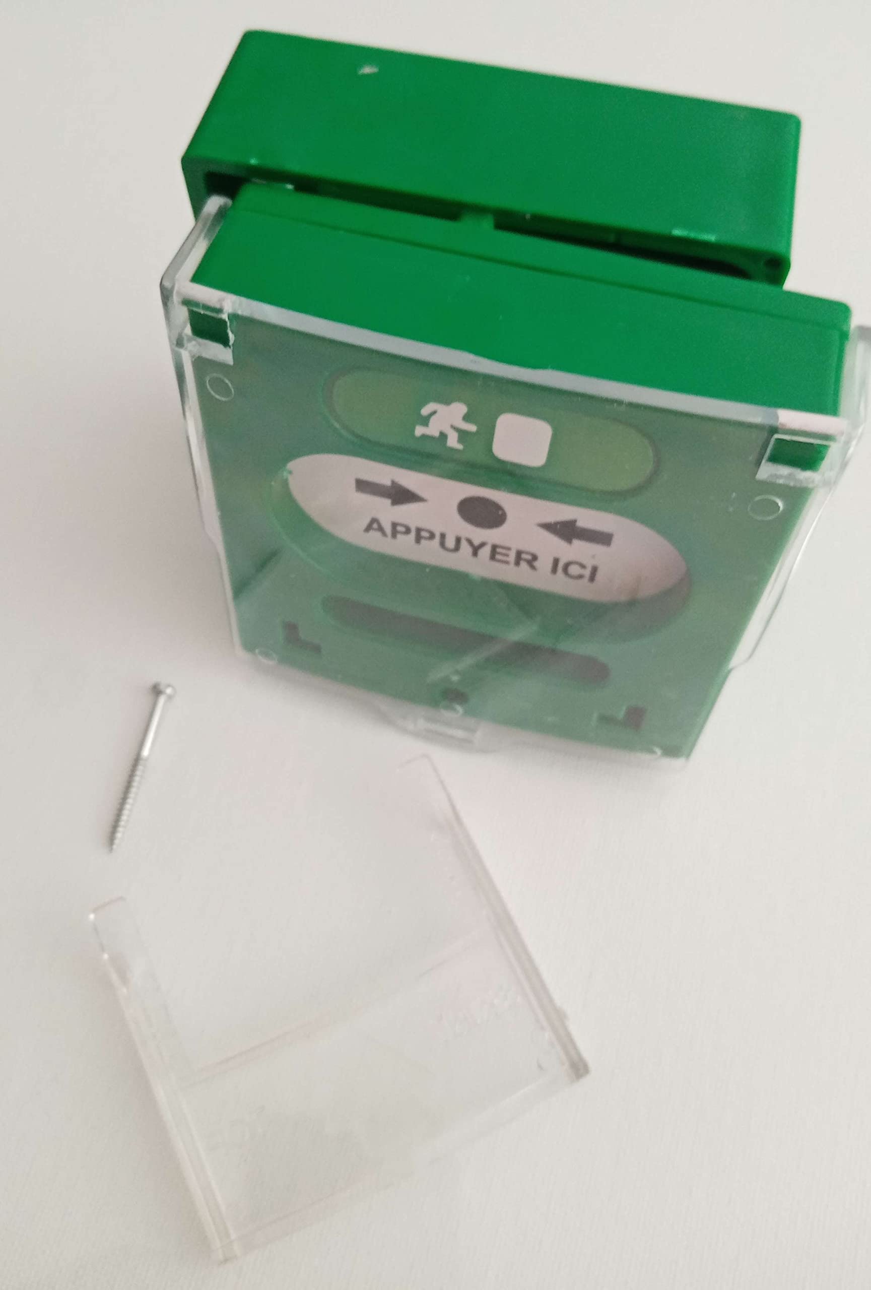 Déclencheur manuel vert 2 contacts avec capot pour déverrouillage d'issue de secours