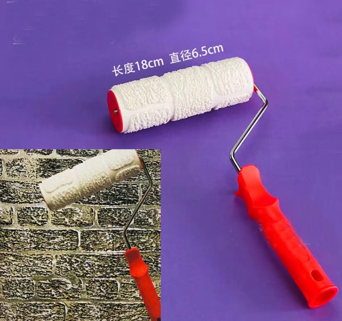 Rullo for pittura, rullo for pittura con motivo, rullo for pittura in gomma da 8 pollici con texture in mattoni, strumento for pittura con effetto grana con manico, strumento for decorazione murale fa