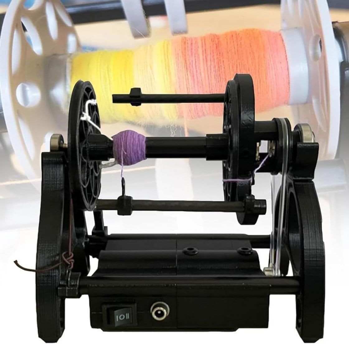 Electric Spinning Wheel, Automatic Yarn Winding Machine, Yarn Ball Winder, Forward and Reverse Switching/Max Speed ​​800RPM/Capacity, for Yarn Weaving Blending Roving