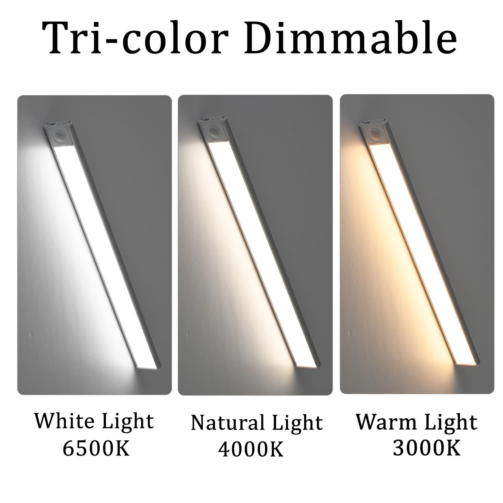 LED Akku Wandleuchten mit Bewegungsmelder Küche Unterbauleuchte 3 Farbmodi Dimmbar Wandleuchte Magnetische Wandbeleuchtung Wohnzimmer Schlafzimmer Korridor Schrank (Weiß,120cm)