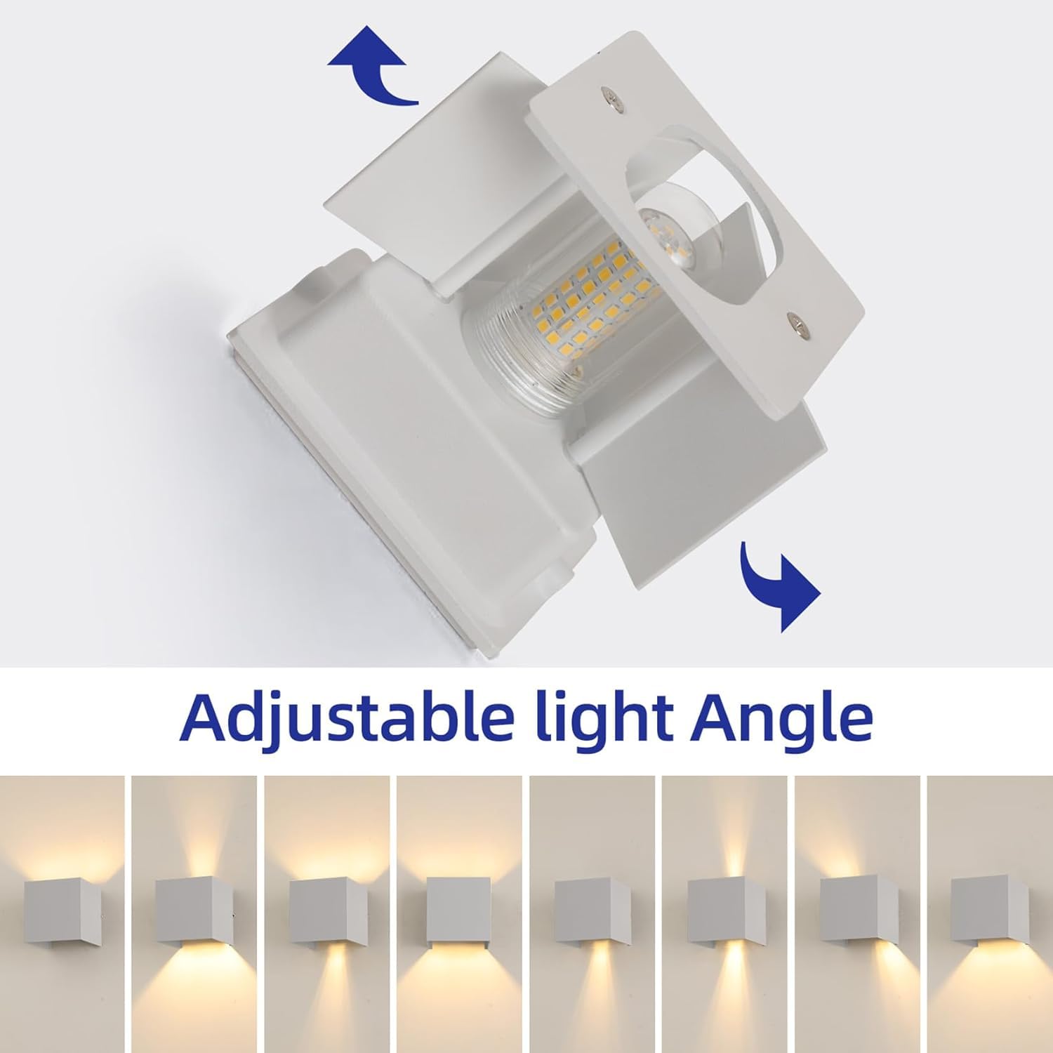 Kit 4 Applique LED da Esterno Bianca attacco G9 IP65 Cubo Alluminio Fascio Regolabile Up Down Lampada Parete Moderna 10x10x10 cm Lampadina non inclusa Max 12W (4)