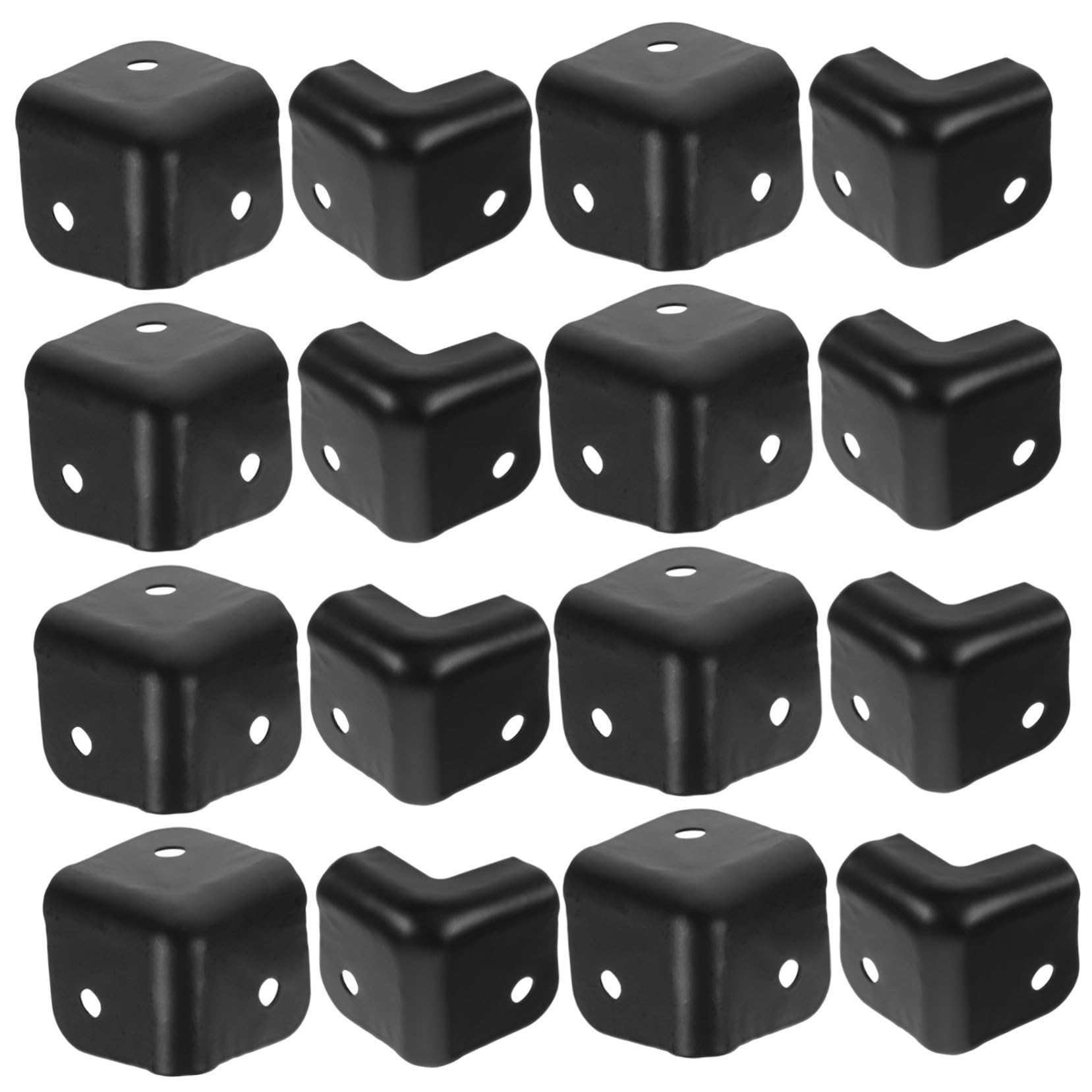 Protectores de Esquina de Hierro Negro, Pack de 16 Unidades para Cajas | Resistente al Desgaste Deformable, 16 Piezas, Uso en Maletas y Espacios de Trabajo, Diseño Decorativo