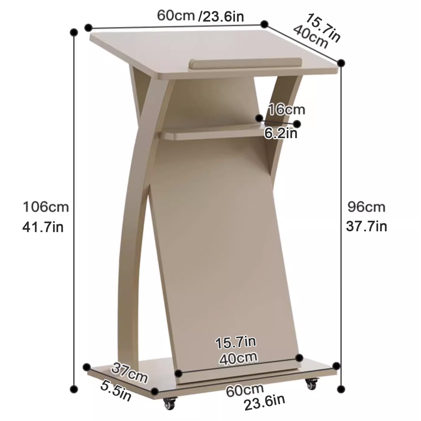 Pulpito versatile in legno per chiesa con ruote, podio per matrimoni, conferenze ed eventi, facile da riporre e trasportare