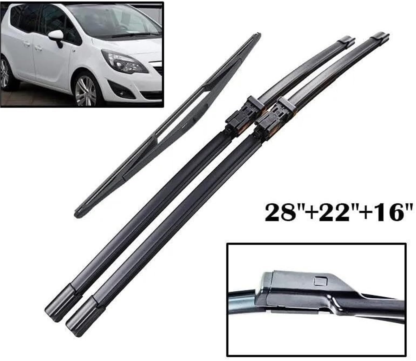 limpiaparabrisas de Coche Escobillas limpiaparabrisas Delanteras y traseras para Opel para Meriva B 2010-2017 Limpiaparabrisas de Coche