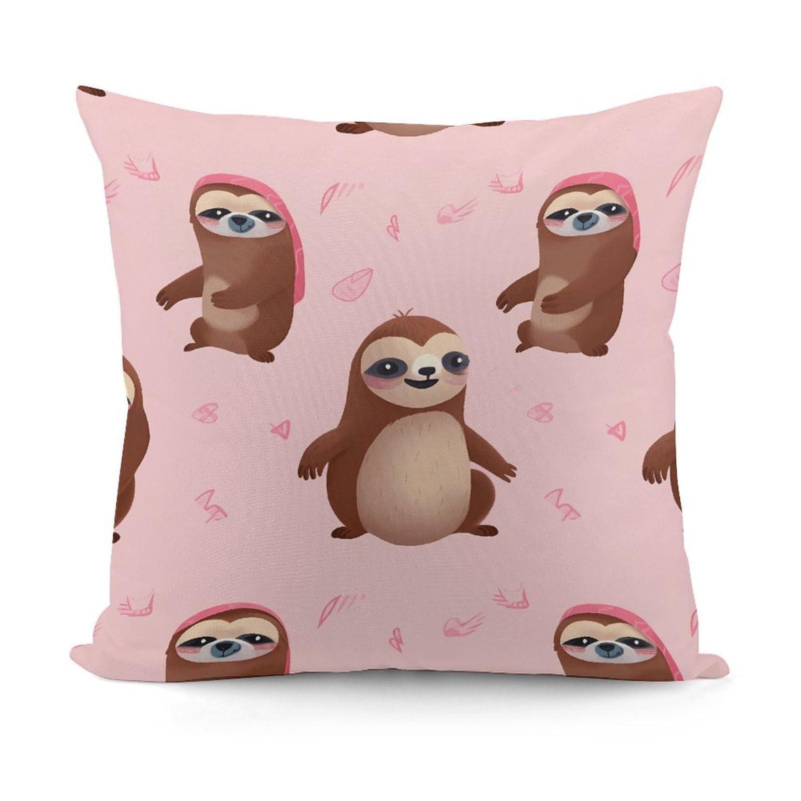 Adfgyerh Style Sloth-Pink Decorative Pillow Covers, Throw Pillow Covers Soft For All Seasons, Pillowcases For Couch Living Room Sofa Bedroom 18X18 Inch