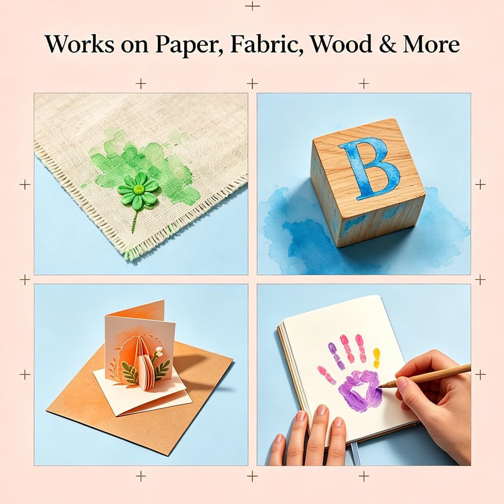 6 Pcs Craft Ink Pad, Washable Ink Pads for Kids Multicolor Stamp Pads for Rubber Stamps, Paper, Wood Fabric, Scrapbooking, 6 Unique Pure Colors