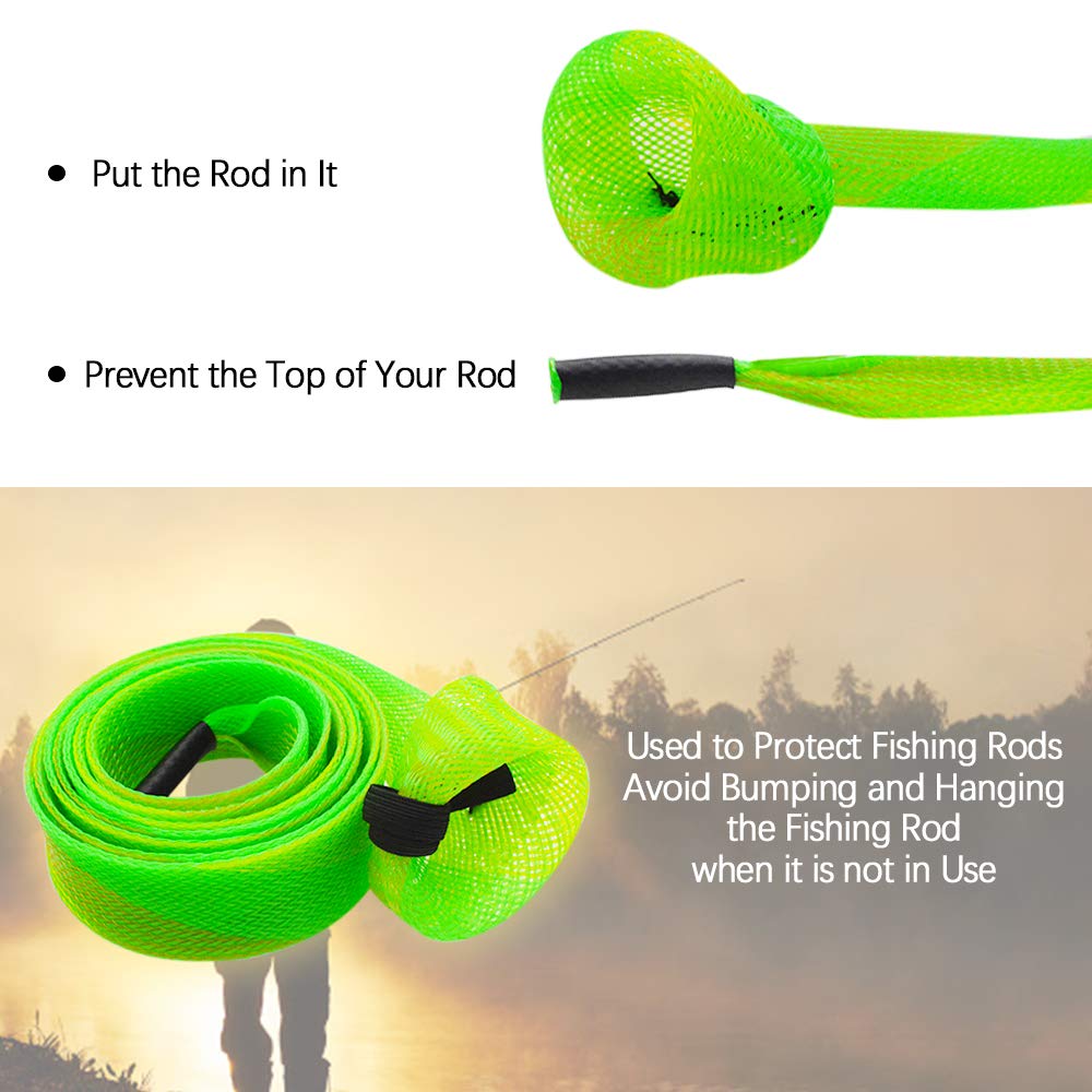 Lot de 10 Manchons de Canne à pêche en Maille tressée pour protéger la Canne à pêche (Couleur aléatoire)