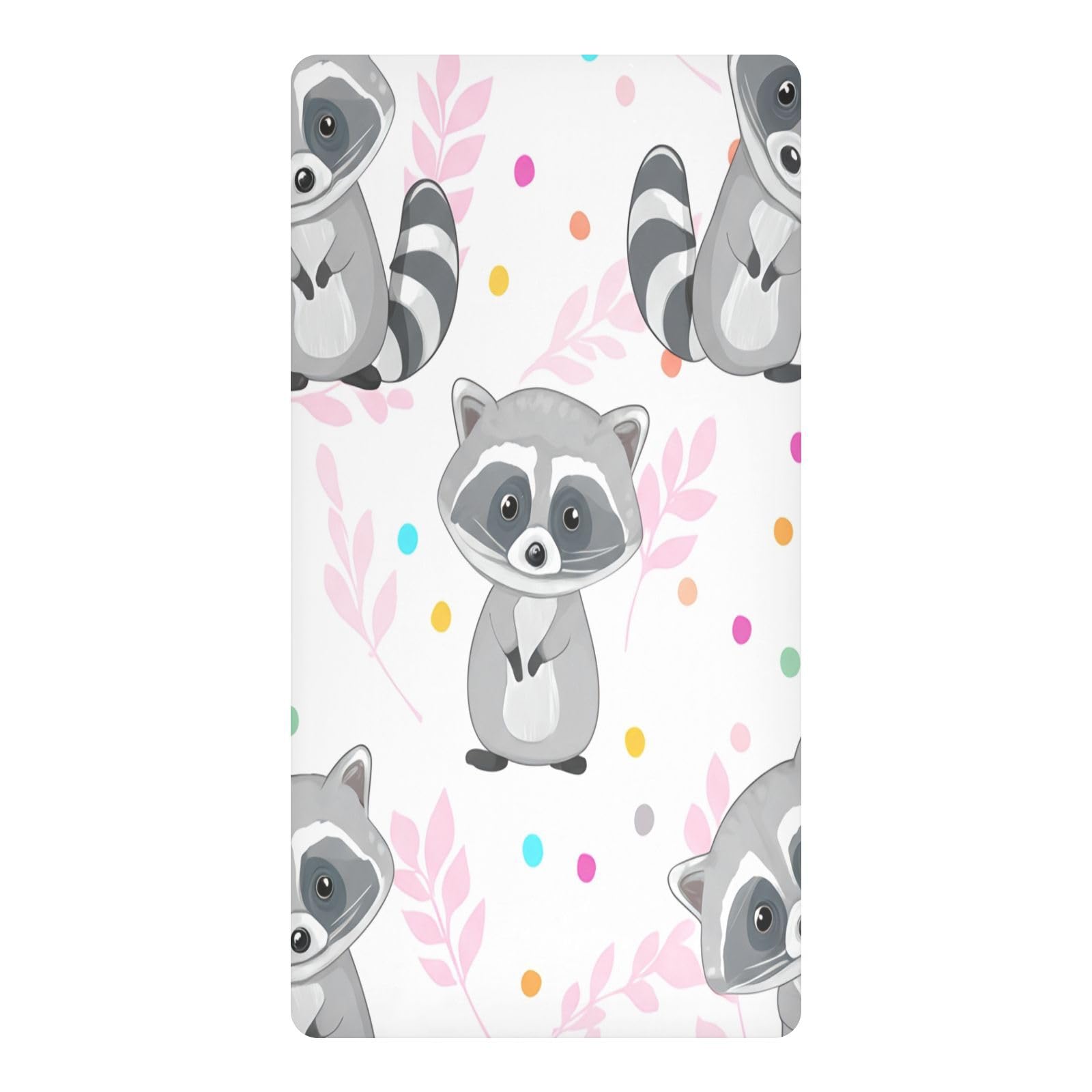JiangGgen Cute Raccoons Baby Crib Sheet Soft Breathable Playard Sheet-S