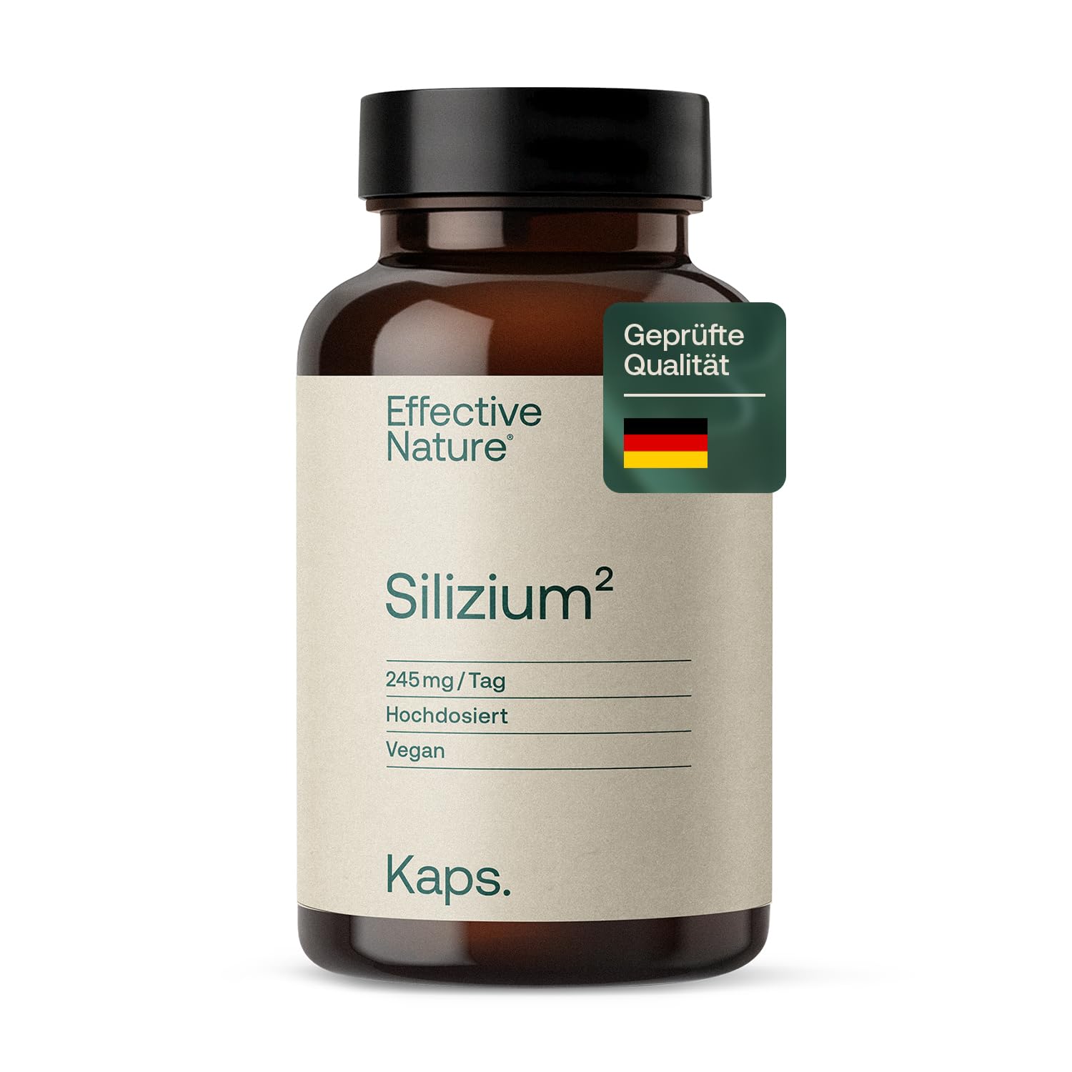 Effective Nature Silizium Kapseln hochdosiert mit Zink | 700 mg Bambusextrakt mit 525 mg Silica pro Tag – Zink für Haut, Haare, Nägel und Knochen, vegan - 180 Stk.