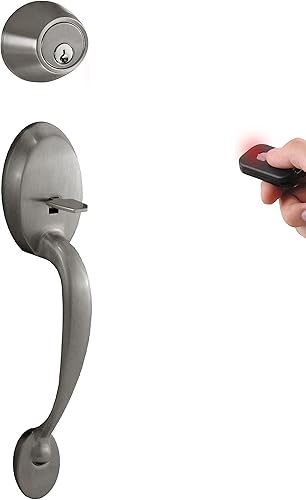 Miniatura 2 de MiLocks BWF-02AQ - Juego de cerradura digital para puerta y manija de paso con entrada sin llave a través de control remoto para puertas exteriores,