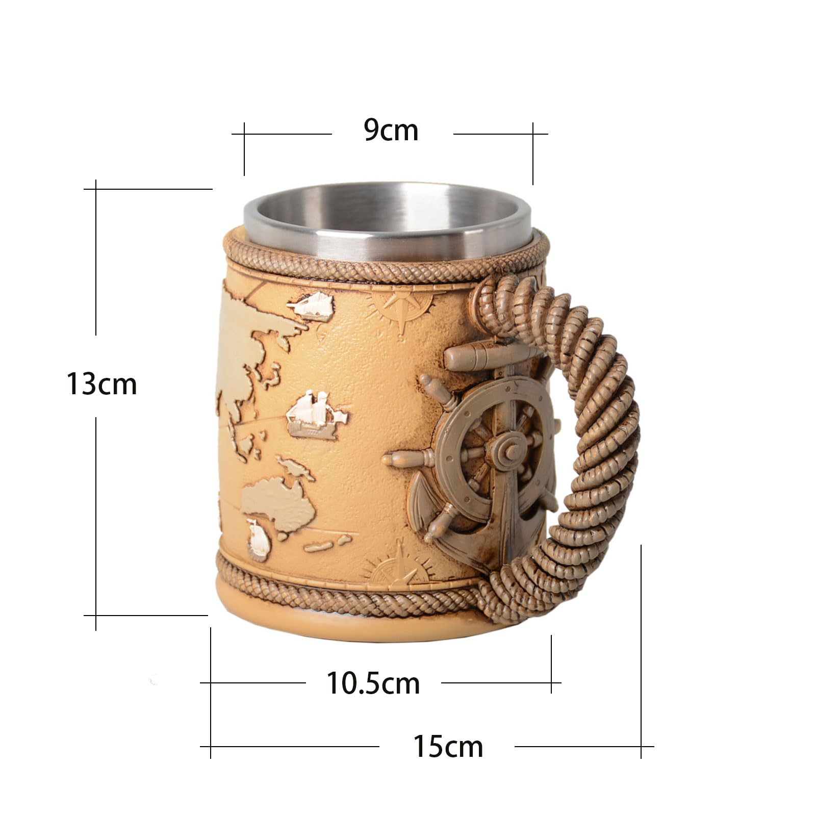 HAUCOZE Taza de Cerveza Jarra de Cervez con Acero Inoxidable Taza, Regalo de Oktoberfest y Cumpleaños para Hombres Padre Esposo 450ml