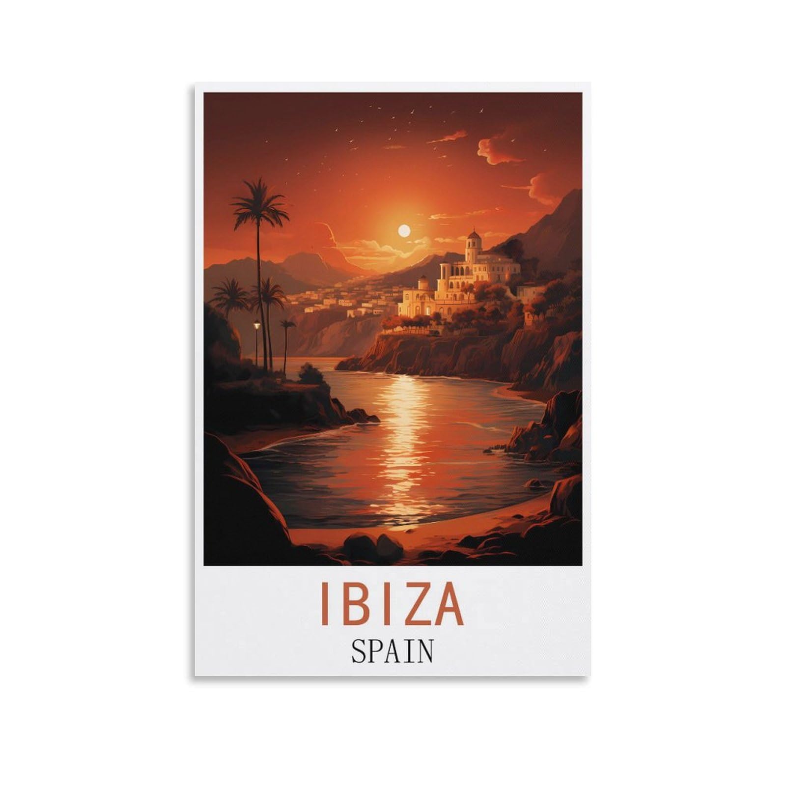 Hsayyiii Unframe-Style Ibiza Spain Vintage Travel Poster 08X12inch(20X30cm) Canvas Art Poster And Wall Art Picture Print Bedroom Decor