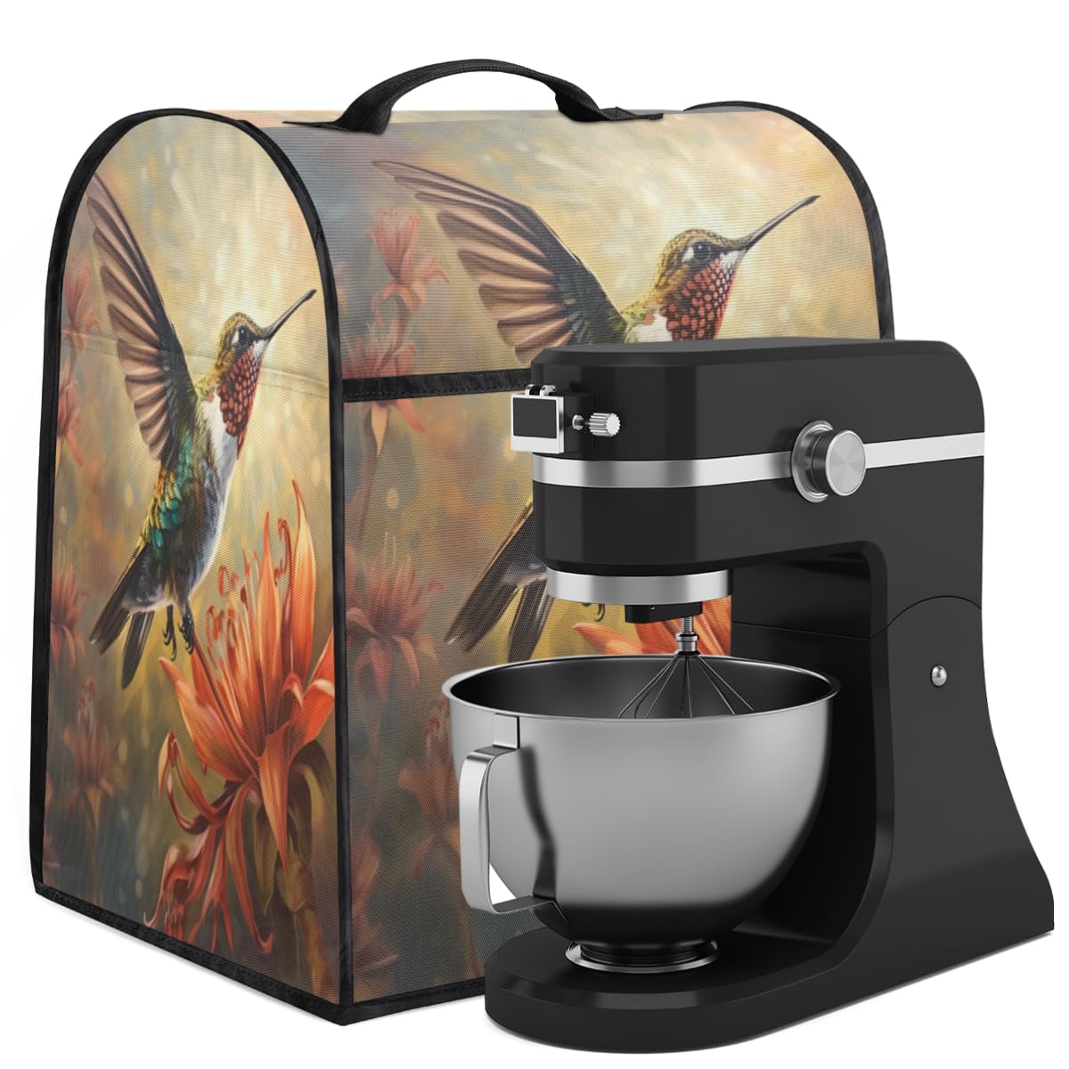 Coffee Maker Cover Flower Hummingbird Kitchen Appliance Covers Small Appliance Covers Blender Cover Juicer Cover Dust Covers for Kitchen Appliances with Top Handle and Pockets,Washable,B776