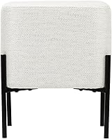 Vista 9 de Get Set Taburete otomano moderno de lino, taburete reposapiés, taburete cuadrado pequeño para sala de maquillaje, taburete reposapiés con patas