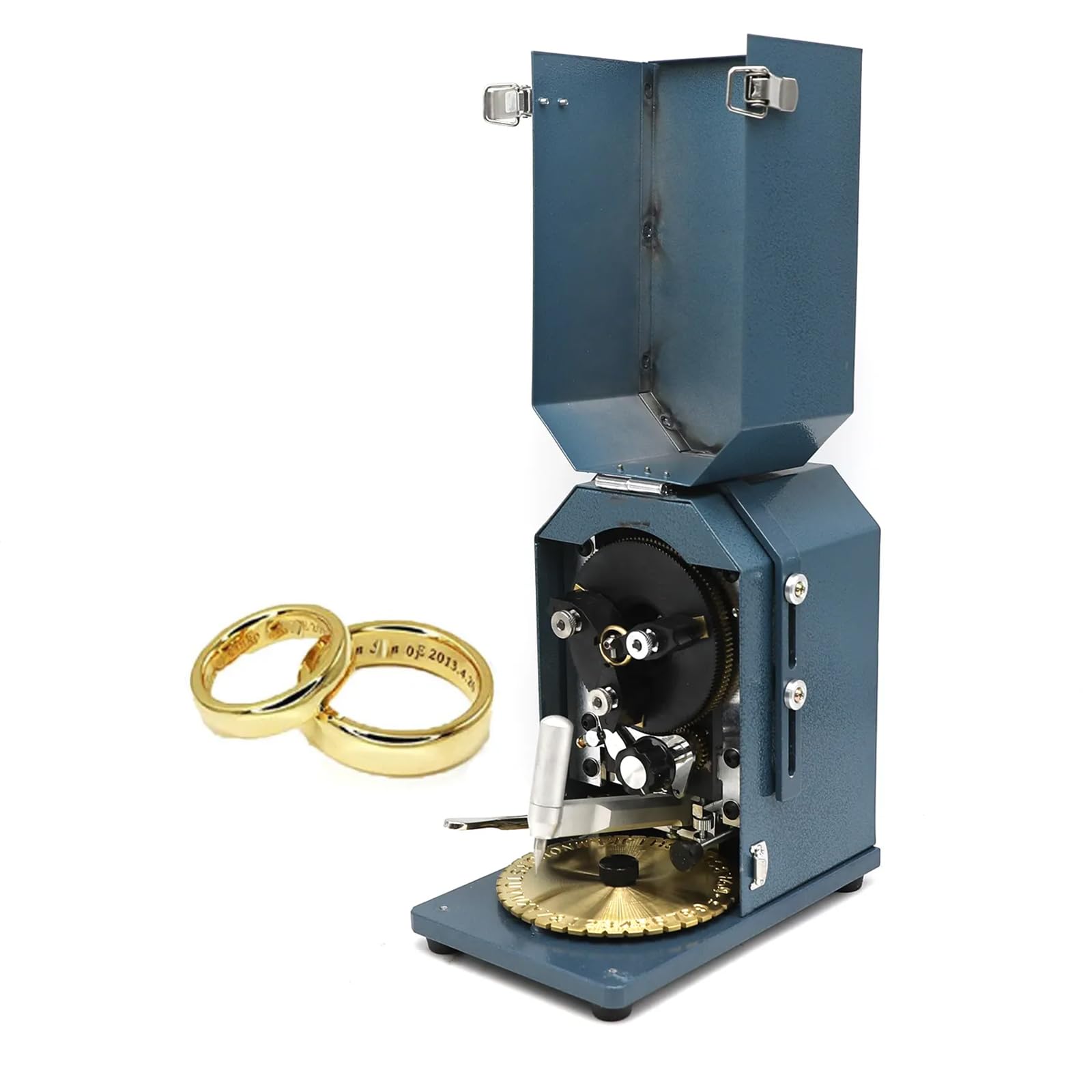 Máquina Grabado Anillos Interiores Para Joyería,grabador Anillos Con Esfera Doble Cara Con Mordazas Giratorias 360°,tamaño Fuente Ajustable 1,5-2mm,centrado Automático Letras Y Espaciadouniforme