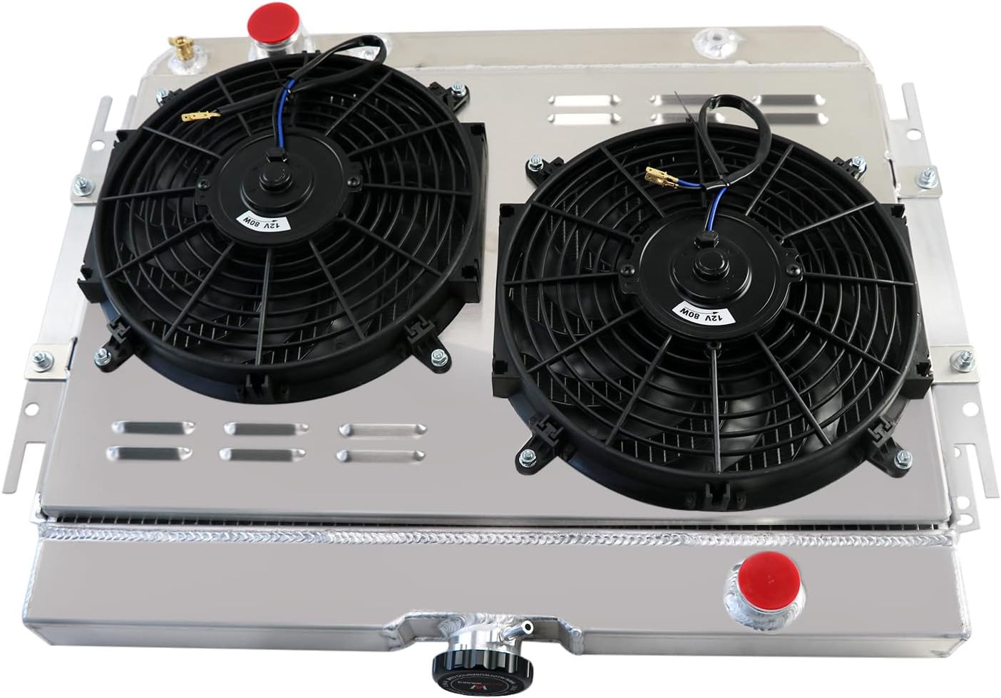 3 Row Radiator Fit 59-68 chevy Bel Air Biscayne Caprice Chevelle El Camino Impala Kingswood 3.2L 3.8L 4.1L L6/4.6L 5.0L 5.7L V8 Radiador + Shroud + Fan + Relay All Aluminum