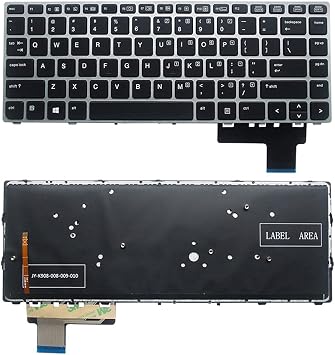 Laptop Replacement US Layout Keyboard for HP EliteBook Folio 9470M 9470 9480 9480M with Backlit Without Pointer US, Black