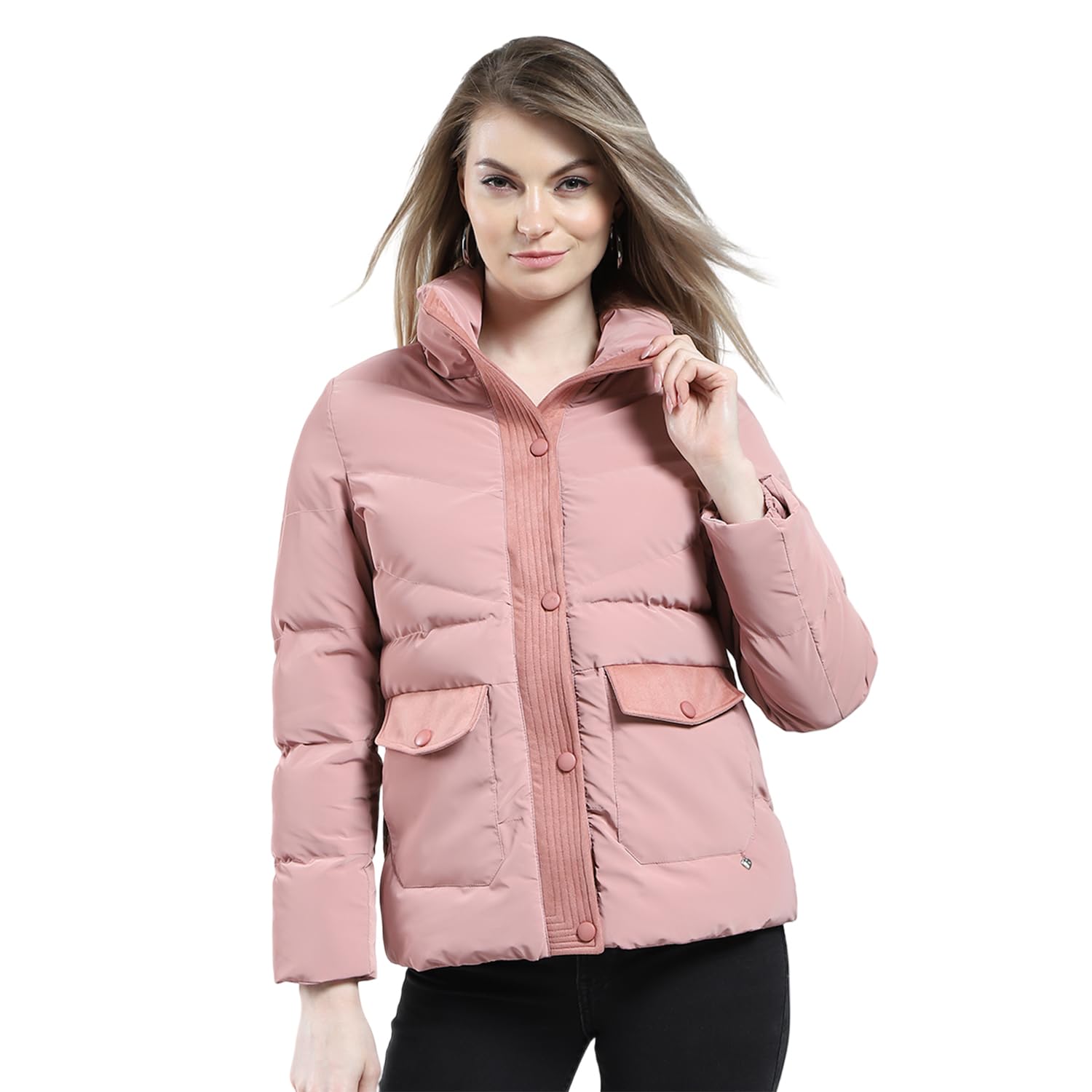 monte carlo Women Regular Fit Solid Puffer Jacket | Full Sleeve | Zipper Closure | Mock Neck Winter Jacket For Women's-picture-38