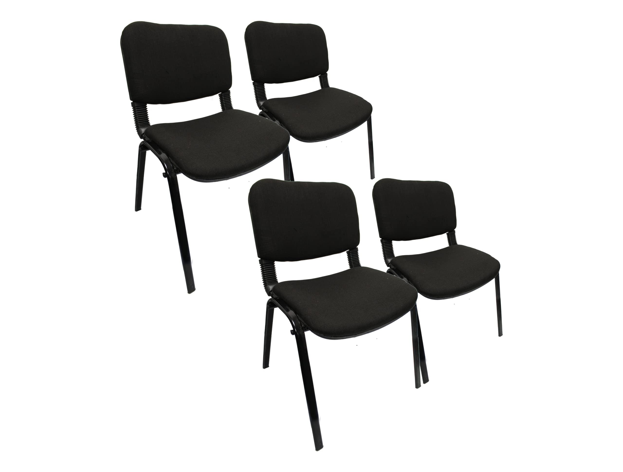 Meta Office Heavy Duty Stackable Guest & Reception, Office Chairs for home, Black Frame (4, Black)