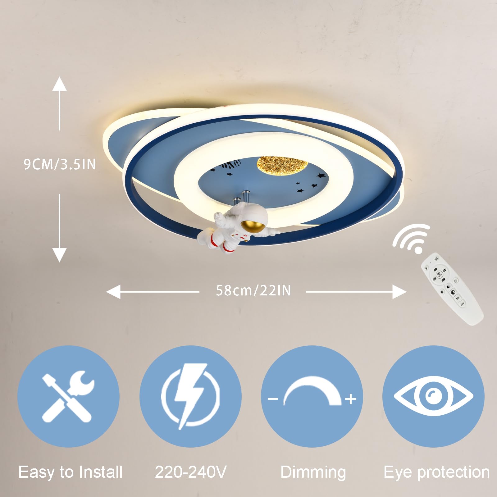 Dimbare LED plafondlamp voor kinderkamer met astronaut Dimbare LED plafondlamp voor kinderkamer met astronaut