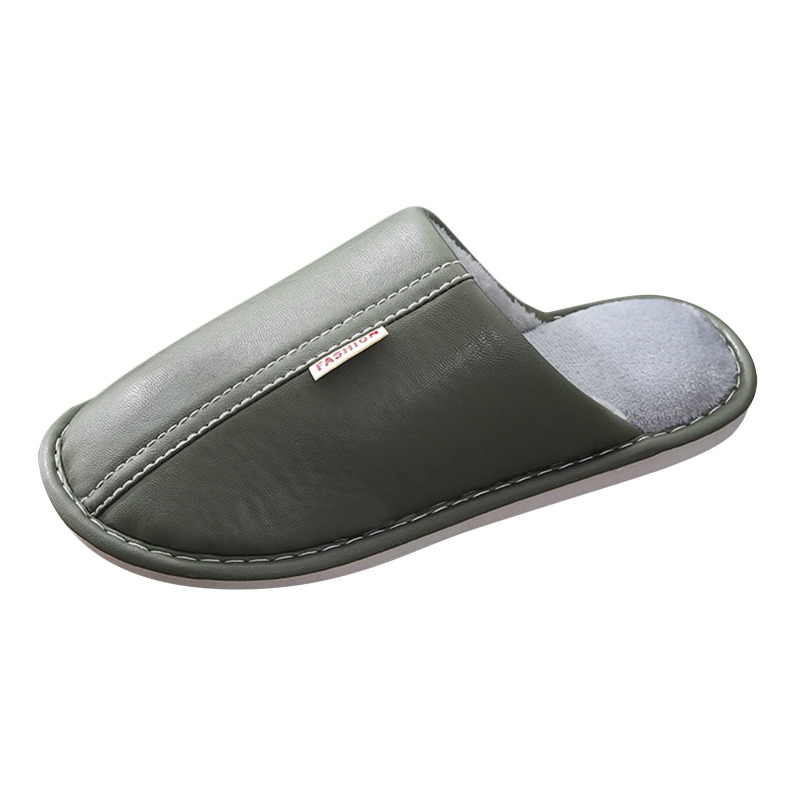 Slippers Men's Leather Black: Slippers Men's 43 Closed Toe House Slippers for Indoor Home Slippers Cuddly Slippers Trendy Flat Sole House Shoes Large Size